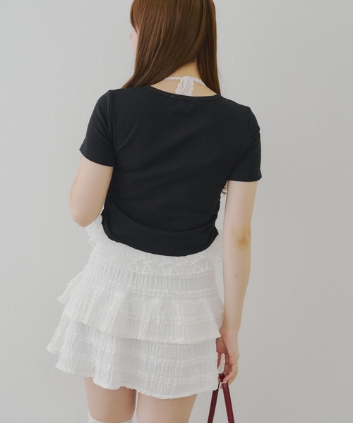 continuer de NICE CLAUP（コンティニューデナイスクラップ）の「レースホルターＴ（Tシャツ/カットソー・レディース・イエロー/オートミール/ブラック・FREE）」の7枚目の写真