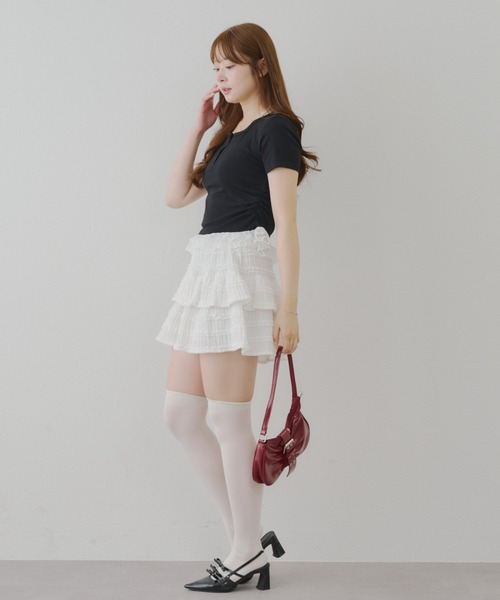 continuer de NICE CLAUP（コンティニューデナイスクラップ）の「レースホルターＴ（Tシャツ/カットソー・レディース・イエロー/オートミール/ブラック・FREE）」の8枚目の写真