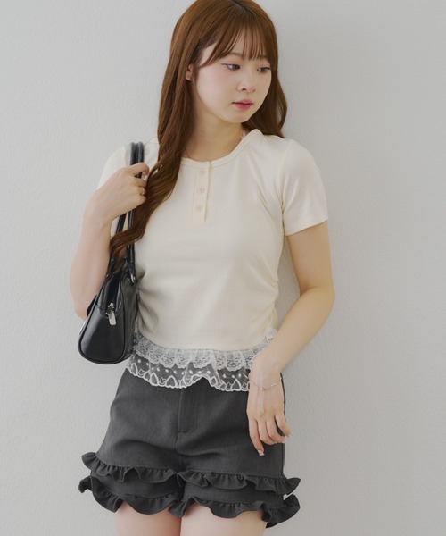 continuer de NICE CLAUP（コンティニューデナイスクラップ）の「レースホルターＴ（Tシャツ/カットソー・レディース・イエロー/オートミール/ブラック・FREE）」の17枚目の写真