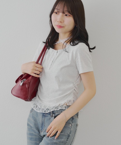 continuer de NICE CLAUP（コンティニューデナイスクラップ）の「レースホルターＴ（Tシャツ/カットソー・レディース・イエロー/オートミール/ブラック・FREE）」の12枚目の写真