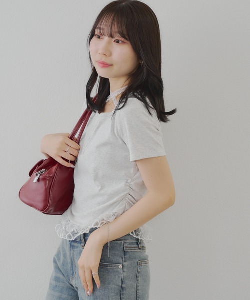 continuer de NICE CLAUP（コンティニューデナイスクラップ）の「レースホルターＴ（Tシャツ/カットソー・レディース・イエロー/オートミール/ブラック・FREE）」の14枚目の写真