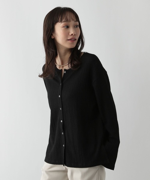 FOUND GOOD(ファウンドグッド)の「シャーリングカットカーデ(カーディガン/ボレロ・レディース・グリーン系5/ブラック/ブラウン系5・S/M/L)」の7枚目の写真