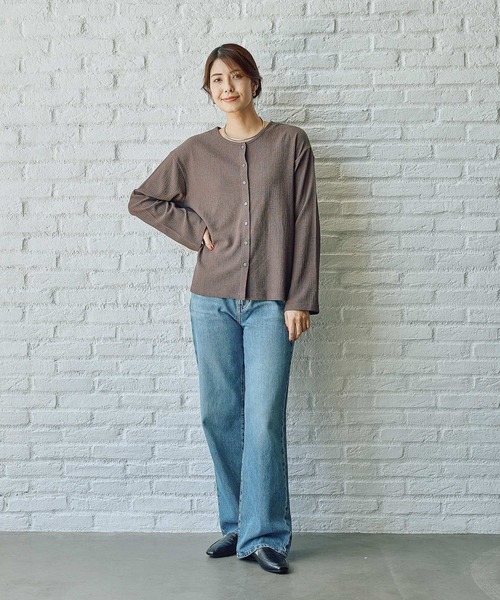 FOUND GOOD(ファウンドグッド)の「シャーリングカットカーデ(カーディガン/ボレロ・レディース・グリーン系5/ブラック/ブラウン系5・S/M/L)」の8枚目の写真