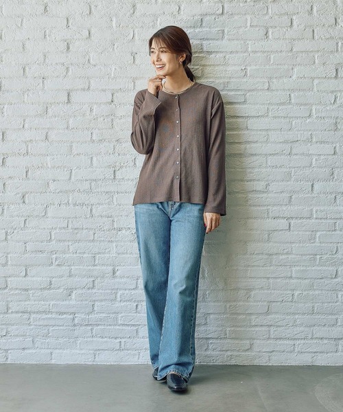 FOUND GOOD(ファウンドグッド)の「シャーリングカットカーデ(カーディガン/ボレロ・レディース・グリーン系5/ブラック/ブラウン系5・S/M/L)」の9枚目の写真