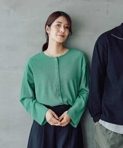 FOUND GOOD(ファウンドグッド)の「シャーリングカットカーデ(カーディガン/ボレロ・レディース・グリーン系5/ブラック/ブラウン系5・S/M/L)」の18枚目の写真