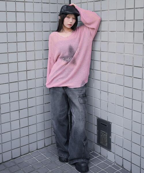 WEGO（ウィゴー）の「WEGO/モヘアタッチスターBIGニット（ニット/セーター・レディース・グレー/ピンク/ブラック・FREE）」の16枚目の写真