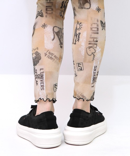 ScoLar（スカラー）の「153604：ラメニットソー3柄展開レギンス（その他パンツ・レディース・ベージュ/オフホワイト/ブラック・M）」の9枚目の写真