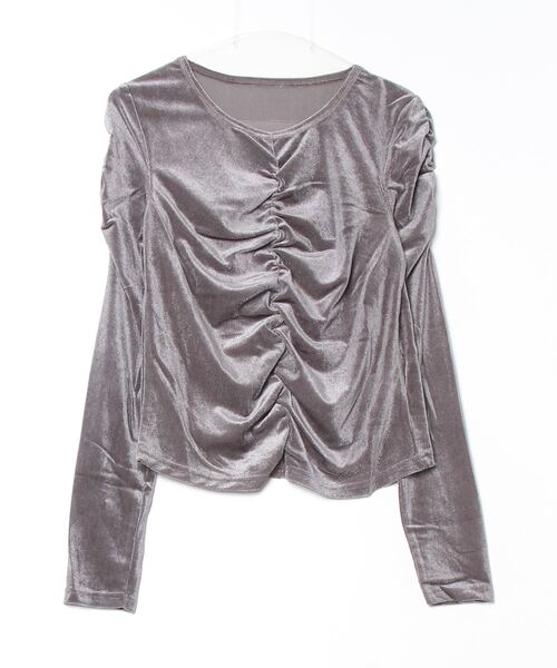 DIP IN CHOCOLATE（ディップインチョコレート）の「シャーリングベロアトップス【DIP IN CHOCOLATE】（Tシャツ/カットソー・レディース・オフホワイト/ブラウン/ブラック/ライトグレー・F）」の12枚目の写真