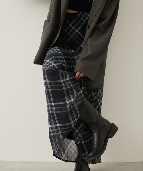 Aunt Marie's（アントマリーズ）の「チェックナロースカート（スカート・レディース・ネイビー/ブラック・SMALL/MEDIUM）」の16枚目の写真