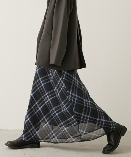 Aunt Marie's(アントマリーズ)の「チェックナロースカート(スカート・レディース・ネイビー/ブラック・SMALL/MEDIUM)」の16枚目の写真