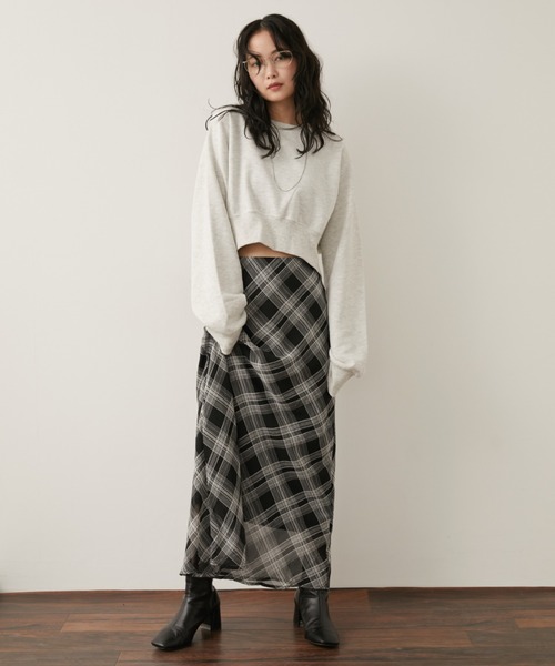 Aunt Marie's(アントマリーズ)の「チェックナロースカート(スカート・レディース・ネイビー/ブラック・SMALL/MEDIUM)」の4枚目の写真