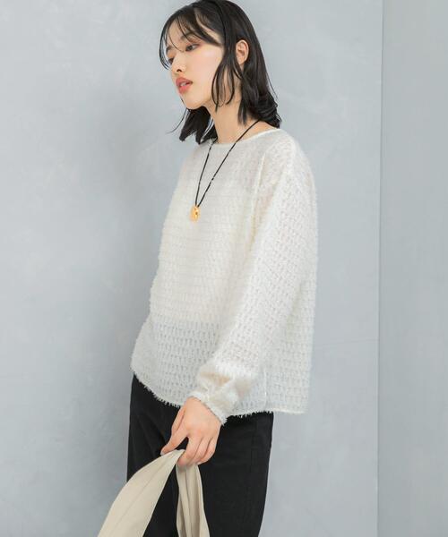 URBAN RESEARCH ROSSO WOMEN(アーバンリサーチ ロッソ)の「カットジャガードプルオーバー(その他トップス・レディース・ネイビー/アイボリー・FREE)」の5枚目の写真