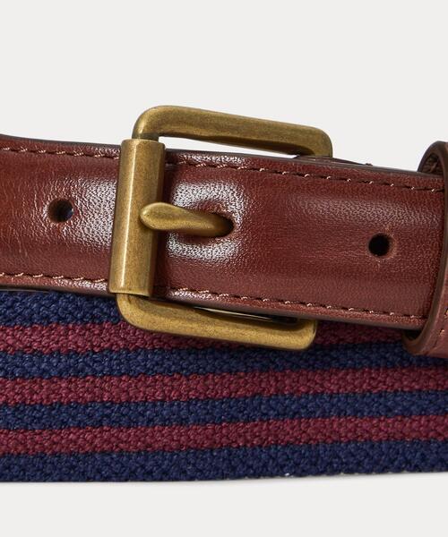 セール】レザートリム ストライプド ベルト（ベルト）｜POLO RALPH