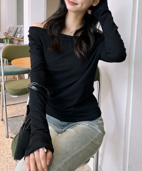 Eclat one(エクラワン)の「【Eclat one】ドレープネック カットソー(Tシャツ/カットソー・レディース・ブラウン/ホワイト/ブラック・FREE)」の12枚目の写真
