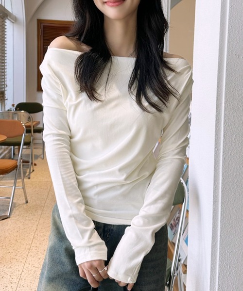 Eclat one(エクラワン)の「【Eclat one】ドレープネック カットソー(Tシャツ/カットソー・レディース・ブラウン/ホワイト/ブラック・FREE)」の20枚目の写真