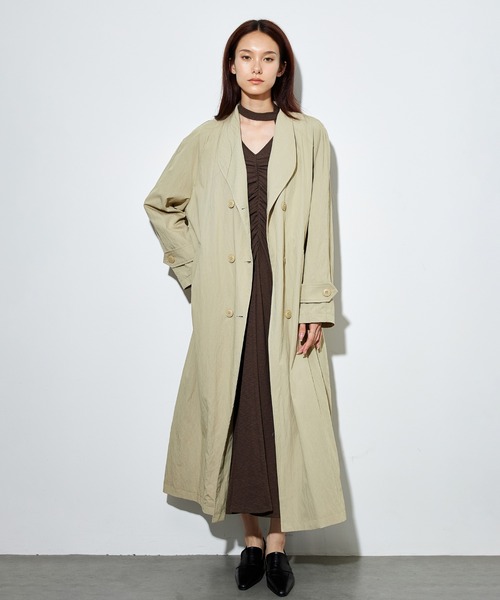 SUWDEE(スーディー)の「double button belted coat(その他アウター・レディース・グレイッシュベージュ/ブラック・M)」の1枚目の写真