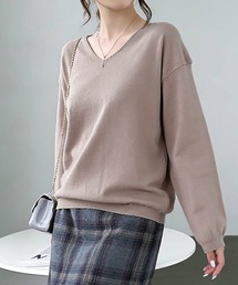ベーシックVネックニットトップス