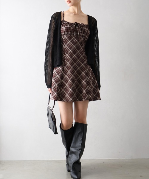 SpRay（スプレイ）の「チェック切替ミニキャミワンピース（ワンピース・レディース・ブラック/ブラウン/ワイン/レンガ・FREE）」の5枚目の写真