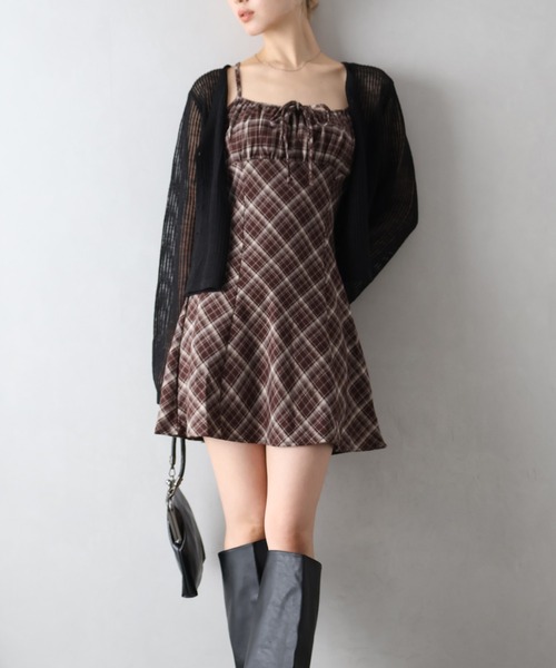 SpRay（スプレイ）の「チェック切替ミニキャミワンピース（ワンピース・レディース・ブラック/ブラウン/ワイン/レンガ・FREE）」の7枚目の写真