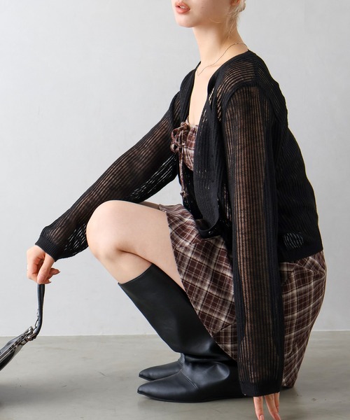 SpRay（スプレイ）の「チェック切替ミニキャミワンピース（ワンピース・レディース・ブラック/ブラウン/ワイン/レンガ・FREE）」の9枚目の写真