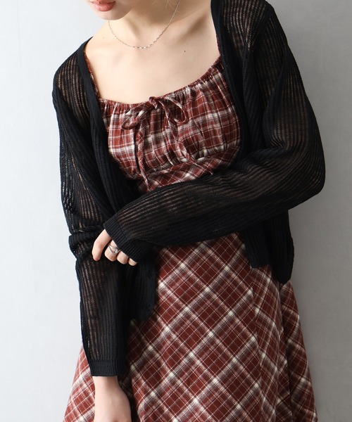 SpRay（スプレイ）の「チェック切替ミニキャミワンピース（ワンピース・レディース・ブラック/ブラウン/ワイン/レンガ・FREE）」の10枚目の写真