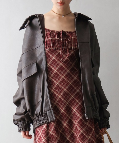 SpRay（スプレイ）の「チェック切替ミニキャミワンピース（ワンピース・レディース・ブラック/ブラウン/ワイン/レンガ・FREE）」の12枚目の写真