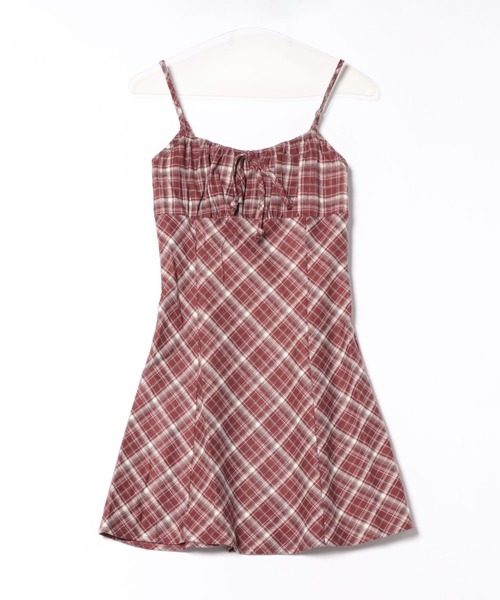SpRay（スプレイ）の「チェック切替ミニキャミワンピース（ワンピース・レディース・ブラック/ブラウン/ワイン/レンガ・FREE）」の16枚目の写真