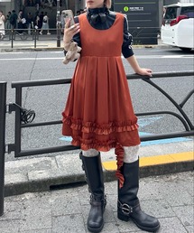 サテンフリフリとれてる風ワンピ
