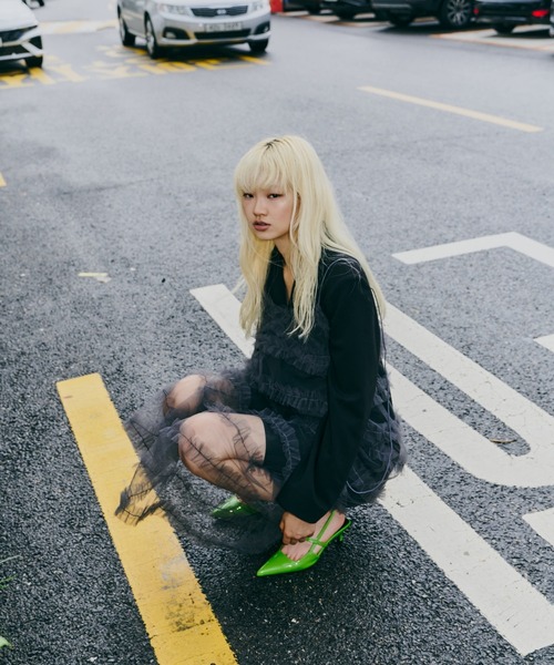 【ANDRESD】　アンドレスド　フリルフレアドレス フリルラインガーリードレス / frill line girly dress