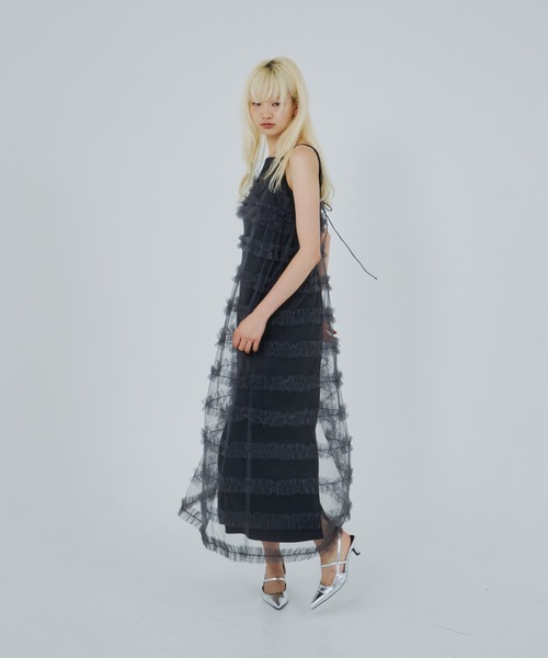 ANDRESD(アンドレスド)の「フリルラインガーリードレス / frill line girly dress(ドレス・レディース・チャコール/ブラック/ベージュ・S/M/L)」の13枚目の写真