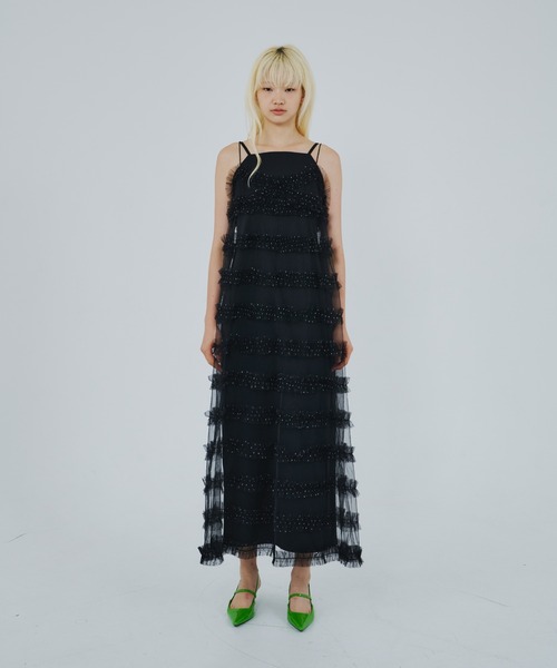 【ANDRESD】　アンドレスド　フリルフレアドレス フリルラインガーリードレス / frill line girly dress