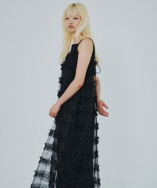【ANDRESD】　アンドレスド　フリルフレアドレス フリルラインガーリードレス / frill line girly dress