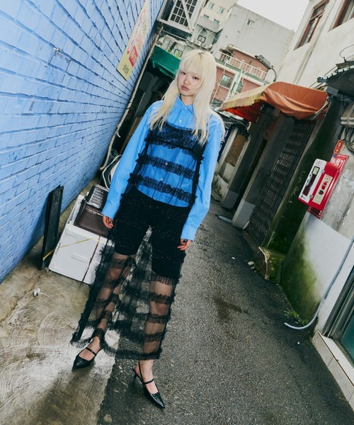 ANDRESD(アンドレスド)の「フリルラインガーリードレス / frill line girly dress(ドレス・レディース・チャコール/ブラック/ベージュ・S/M/L)」の12枚目の写真