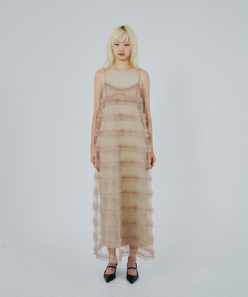 【ANDRESD】　アンドレスド　フリルフレアドレス フリルラインガーリードレス / frill line girly dress