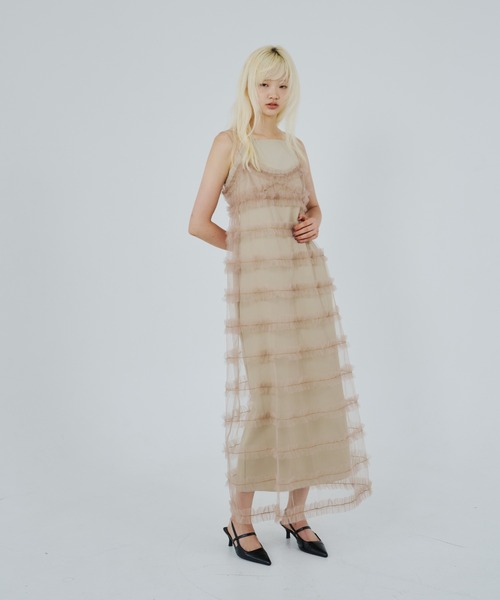 【ANDRESD】　アンドレスド　フリルフレアドレス フリルラインガーリードレス / frill line girly dress