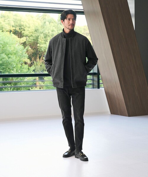 WEB限定 WARDROBE SMART】グレーメルトン レザーライク スタジャン