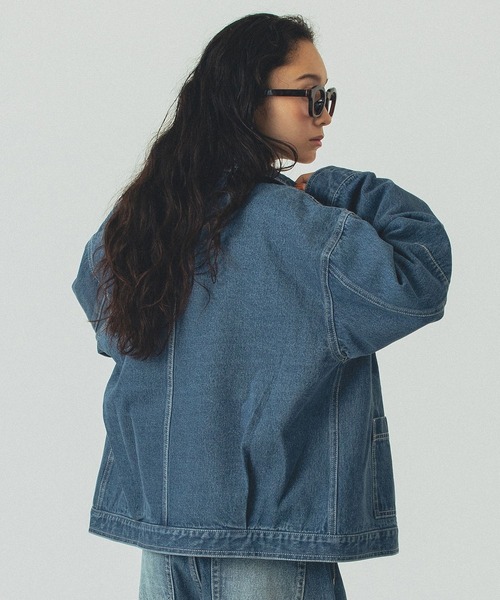 ROSE BUD（ローズバッド）の「DENIM JACKET（デニムジャケット・レディース・ライトインディゴブルー/バーガンディー・ONE SIZE）」の8枚目の写真