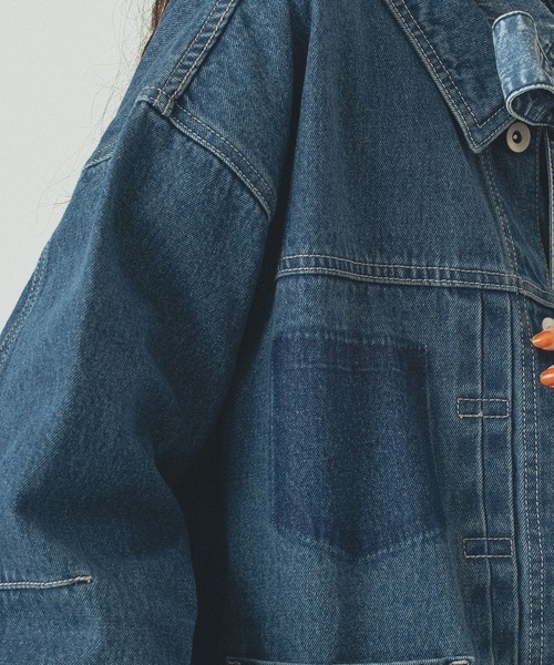 ROSE BUD（ローズバッド）の「DENIM JACKET（デニムジャケット・レディース・ライトインディゴブルー/バーガンディー・ONE SIZE）」の10枚目の写真