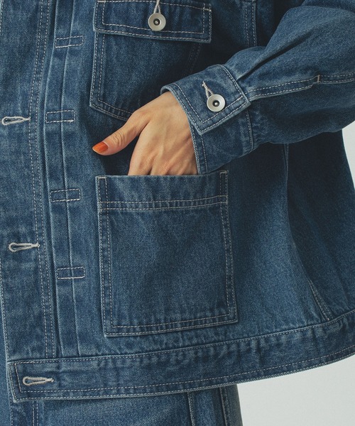 ROSE BUD（ローズバッド）の「DENIM JACKET（デニムジャケット・レディース・ライトインディゴブルー/バーガンディー・ONE SIZE）」の11枚目の写真