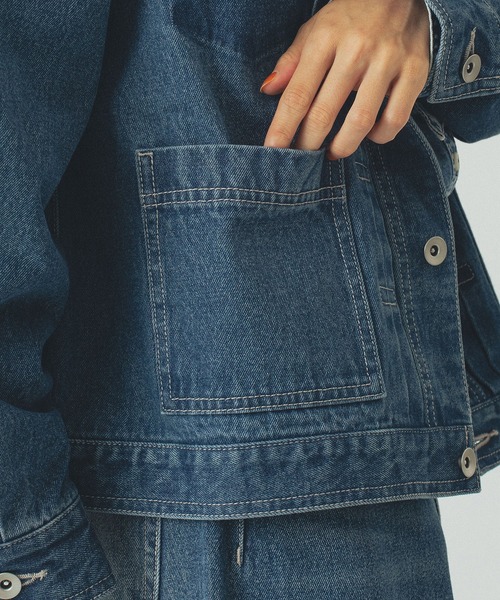 ROSE BUD（ローズバッド）の「DENIM JACKET（デニムジャケット・レディース・ライトインディゴブルー/バーガンディー・ONE SIZE）」の12枚目の写真