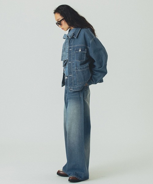 ROSE BUD（ローズバッド）の「DENIM JACKET（デニムジャケット・レディース・ライトインディゴブルー/バーガンディー・ONE SIZE）」の17枚目の写真