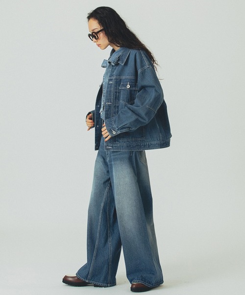 ROSE BUD（ローズバッド）の「DENIM JACKET（デニムジャケット・レディース・ライトインディゴブルー/バーガンディー・ONE SIZE）」の18枚目の写真