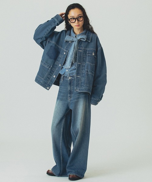 ROSE BUD（ローズバッド）の「DENIM JACKET（デニムジャケット・レディース・ライトインディゴブルー/バーガンディー・ONE SIZE）」の19枚目の写真