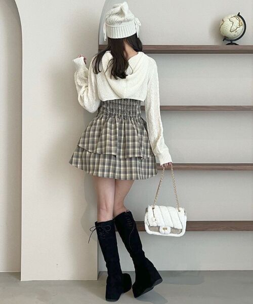 MAJESTIC LEGON（マジェスティックレゴン）の「フードボレロ×ミニキャミワンピセット（ワンピース・レディース・ベージュ系その他2/ベージュ/ブラック系その他・MEDIUM）」の6枚目の写真