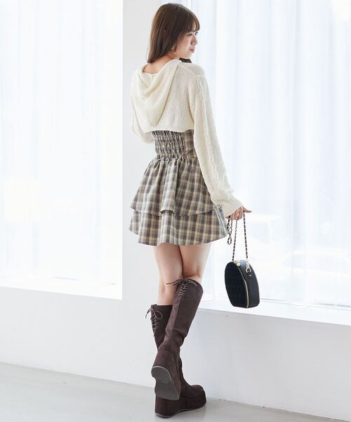 MAJESTIC LEGON（マジェスティックレゴン）の「フードボレロ×ミニキャミワンピセット（ワンピース・レディース・ベージュ系その他2/ベージュ/ブラック系その他・MEDIUM）」の11枚目の写真