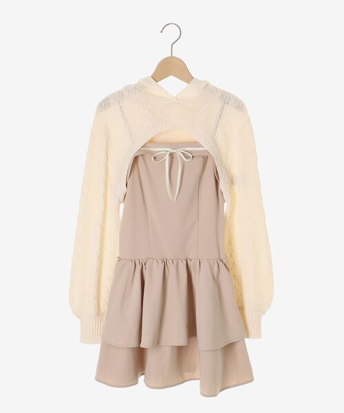 MAJESTIC LEGON(マジェスティックレゴン)の「フードボレロ×ミニキャミワンピセット(ワンピース・レディース・ベージュ系その他2/ベージュ/ブラック系その他・MEDIUM)」の22枚目の写真