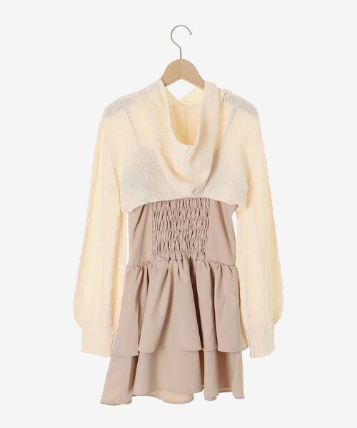 MAJESTIC LEGON(マジェスティックレゴン)の「フードボレロ×ミニキャミワンピセット(ワンピース・レディース・ベージュ系その他2/ベージュ/ブラック系その他・MEDIUM)」の20枚目の写真