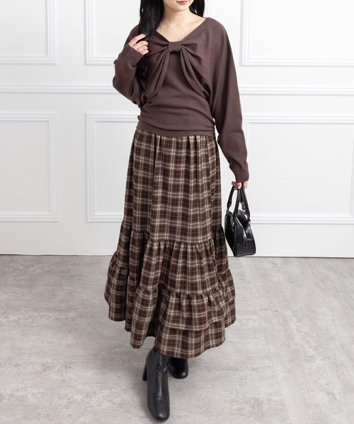 clear（クリア）の「マルチwayリボンアンサンブルニットトップス[着回し力抜群 ガーリー]（ニット/セーター・レディース・ボルドー/ブラック/アイボリー/グレー/ブラウン・F）」の9枚目の写真