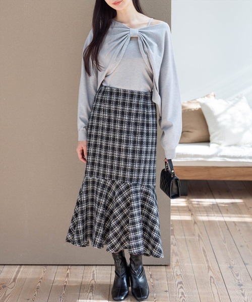 clear（クリア）の「マルチwayリボンアンサンブルニットトップス[着回し力抜群 ガーリー]（ニット/セーター・レディース・ボルドー/ブラック/アイボリー/グレー/ブラウン・F）」の10枚目の写真