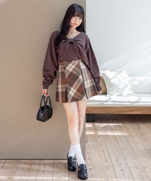 clear（クリア）の「マルチwayリボンアンサンブルニットトップス[着回し力抜群 ガーリー]（ニット/セーター・レディース・ボルドー/ブラック/アイボリー/グレー/ブラウン・F）」の7枚目の写真